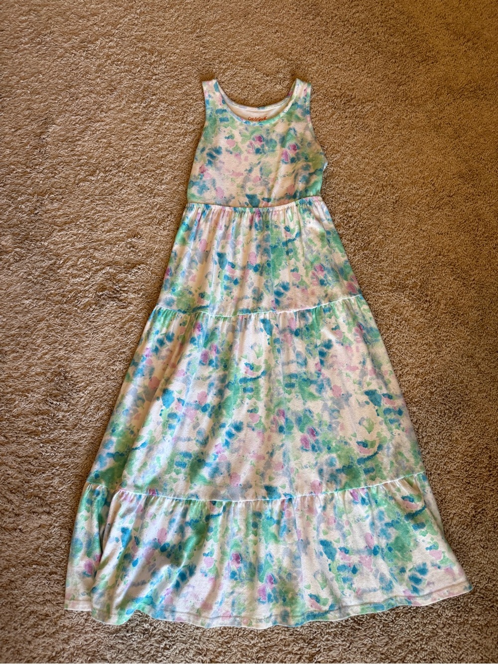 Cat & Jack Girls' Pastel Watercolor Maxi Dress - Mint, Blue, Pink